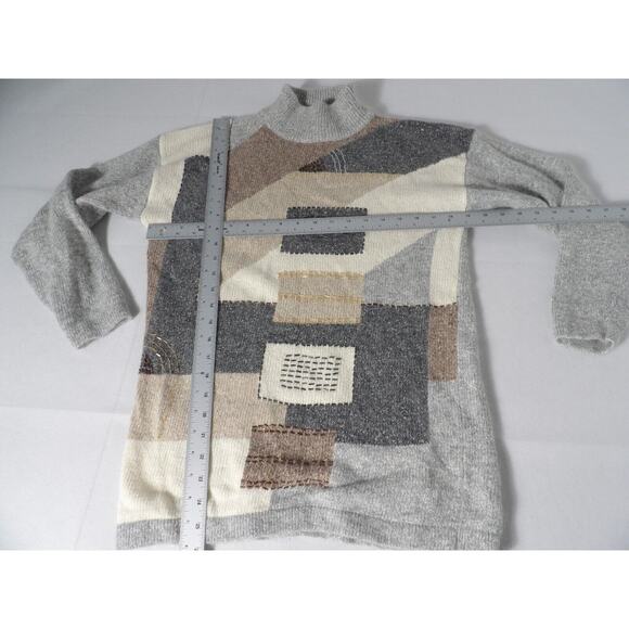 Summit Hill Sweater Womens Small Beaded Artsy Silk Angora Lambswool 90s Mock - Picture 9 of 14